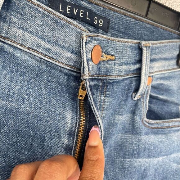 Level 99 Anthropologie High Rise Skinny Crop Jeans Blue Stretch Denim 12/31 - Picture 6 of 16